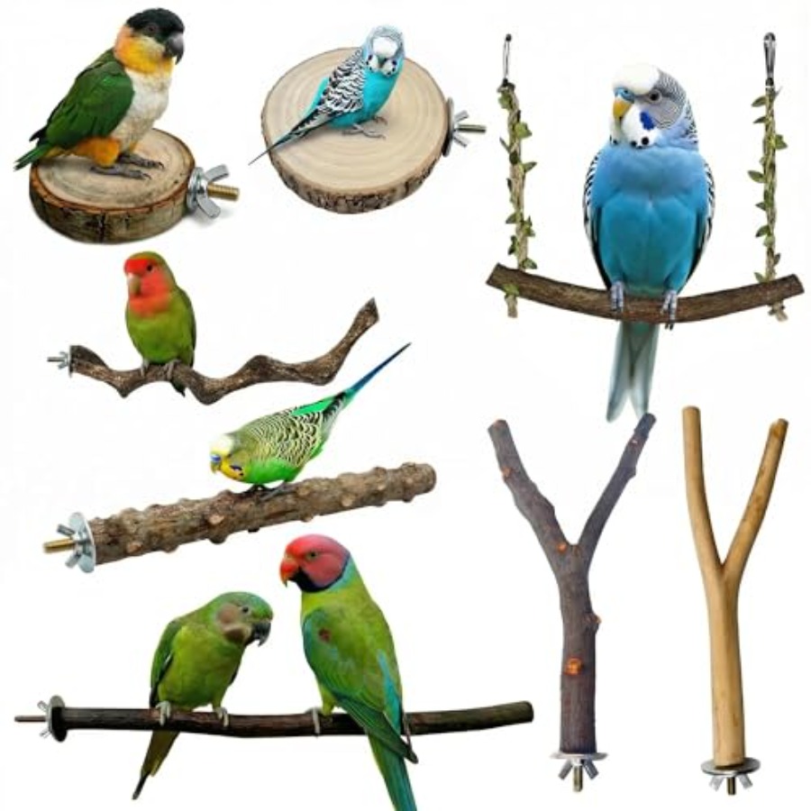 Health & Wellness Animal Hospital - 8 stuks natuurlijke houten vogelzitstokken voor
